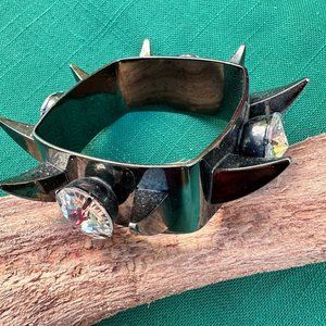 Punk Huge Rhinestone Heavy Metal Bangle Bracelet - Aggressive Fashion Statement